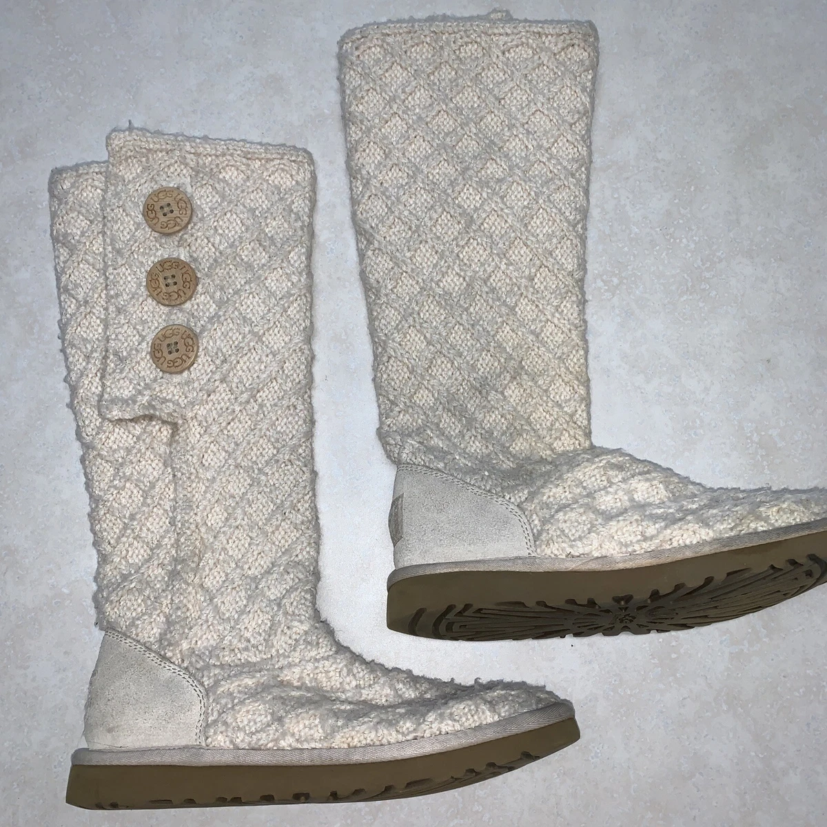 UGG Lattice tall sweater boots Cream Color Size 7 Style 1002483