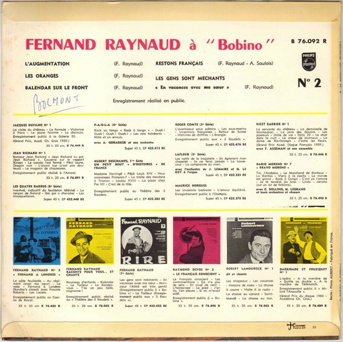 FERNAND RAYNAUD "A COIL N° 2" 25 CM 1961 PHILIPS 76.092 - Bild 2 von 2