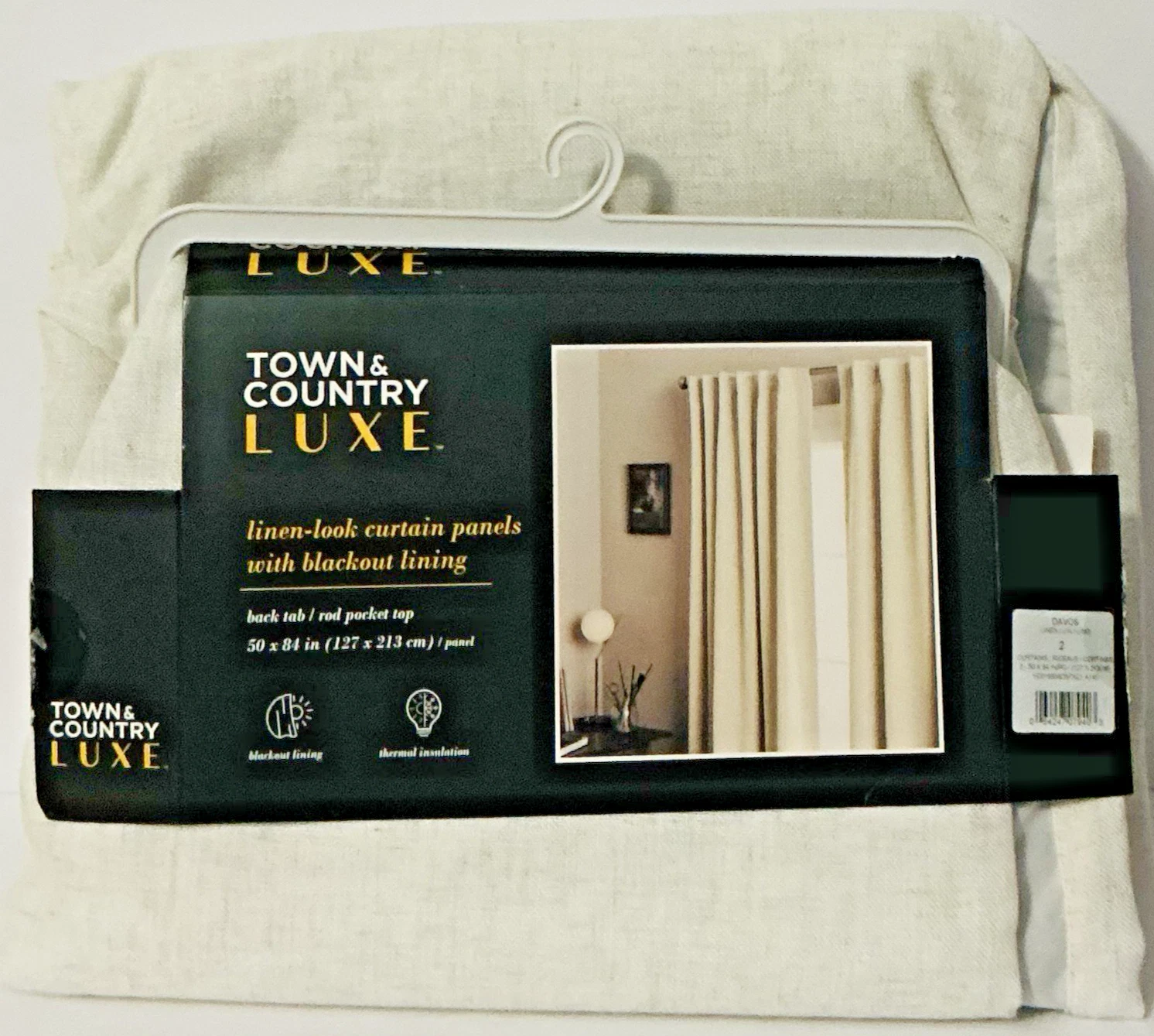 Town & Country Arlo Linen Texture Blackout Curtains, 2-pack
