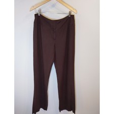 Worthington Brown Linen Wide Leg Pants Button Tab Waist Size 12 Relaxed