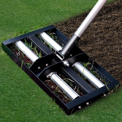 Lawn Leveling Rake with Aluminum Rollers, 17''x10'' Levelawn Tool, Heavy-Duty S...