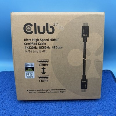 Club 3D HDMI 2.1 Cable 4K 8K Ultra High Speed 5m 16.6ft M/M Certified