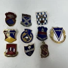 WW2US Army DUI Pin Lot 10 Military Unit Crests Insignia Enamel Mixed WWII 1/11