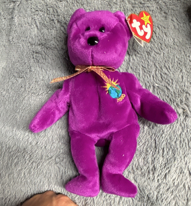 Ty Beanie Babies Purple Bear Plush with Hang Tag, 2000 Vintage