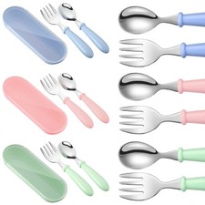 9 Pieces Toddler Utensils Stainless Steel Fork and Spoon Safe Baby Silverware Se