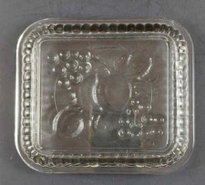 FEDERAL GLASS REFRIGERATOR DISH REPLACEMENT LID EMBOSSED FRUIT 5 X 4 1/2" EUC!