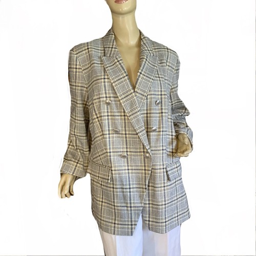 WOMEN'S NINE WEST BLUE, BEIGE & TAN PLAID BLAZER NWT SIZE XXL - Picture 2 of 12
