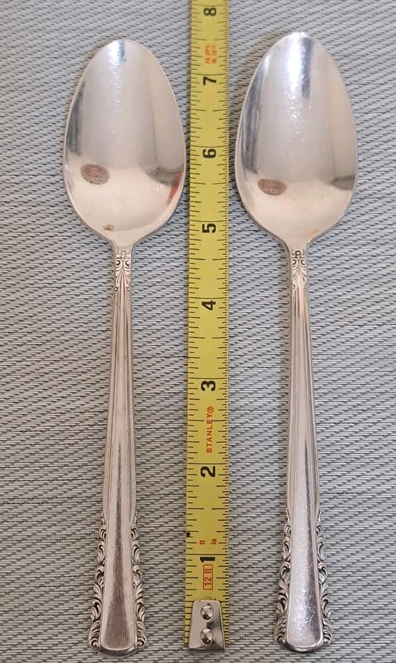 Cucharadas de cubiertos con incrustaciones de plata May Queen Holmes Edwards 8 piezas Foto 4 de 4