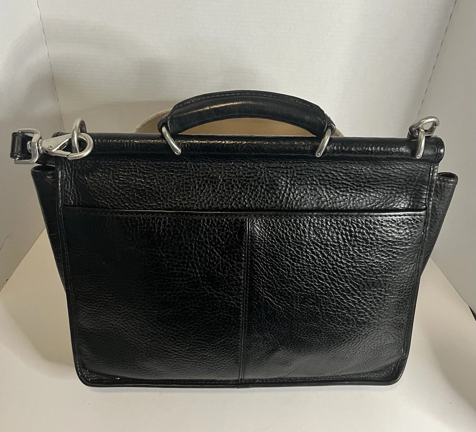 Maletín de cuero negro resistente Timberland vintage bolso mensajero EE. UU. Foto 3 de 4