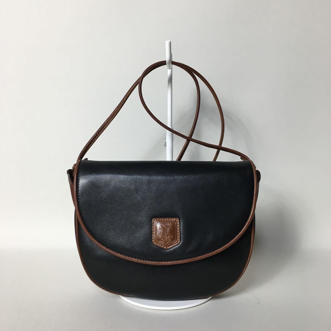 Celine Black Leather Shoulder Bag Authentic G06091285