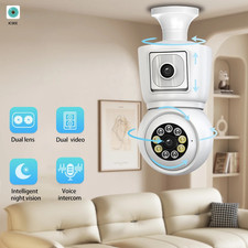 4MP Wireless Wifi Bulb Security Protection Dual Len Camera CCTV Baby Monitor PTZ