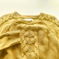 Loft 100 Cotton Cable Knit Crewneck Women's Sweater Green Medium