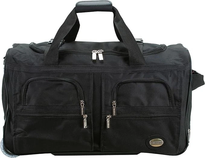 Bolso de Lona Rockland Rolling Negro Ruedas de 40 Pulgadas Cremallera Bolsillos Grandes Foto 2 de 4