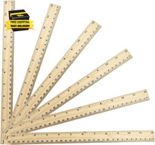 6 Pack Wooden Ruler 12 Inch Rulers, High-Quality Metric Ruler, Easy to Read, Woo