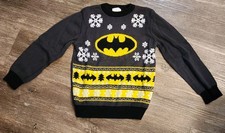 Batman DC Comics Kids Bat Symbol Christmas Holiday Knit Sweater Size 7