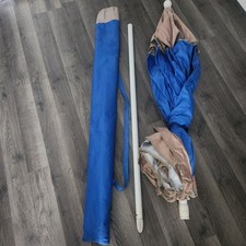 Großer Strand Regenschirm Druckknopf neigbar Tragetasche blau hellbraun