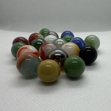 Mixed Lot Glass Toy Marbles Assorted Colors with Swirl Patterns - Age 4-7  17 