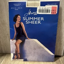 Vintage Hanes Summer Sheer Thigh High Sandalfoot Pantyhose Size CD Pearl
