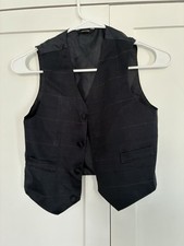 Boys RETRO Size 6 Suit Vest Dressy Black Yellow Plaid