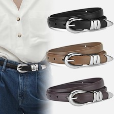 Pin Buckle Waist Belt Retro Faux Leather Thin Women's Skirt Sweater Belts