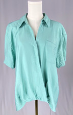 Simply Vera Vera Wang Drapey Surplice Top in Mint Blue Aqua XXL Modern Casual