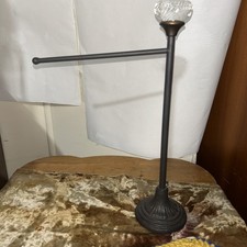 Free Standing Black Chrome Countertop Towel Rack Glass Knob 13.5 Tall