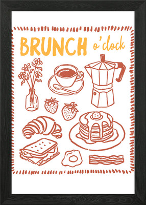 Brunch o'clock food illustration Framed Wall Art Poster Canvas Print Picture