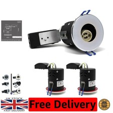 2x Fire Rated LED GU10 Downlights in Polished Chrome - Modern Recessed Solution