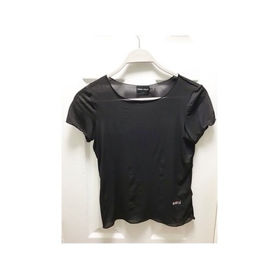 Giorgio Armani Womens Black Short Sleeve Top Semi Sheer Size 10 Mariu Logo