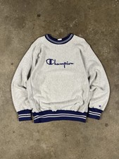 Vintage 90s Champion Reverse Weave Embroidered Crewneck Sweatshirt Gray M USA