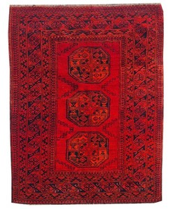 Rare Hand Knotted Vintage Afghan Turkmen Felpah Wool Area Rug 6 x 3 Ft