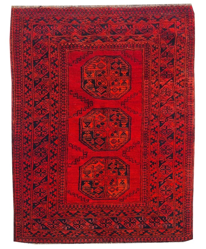 Rare Hand Knotted Vintage Afghan Turkmen Felpah Wool Area Rug 6 x 3 Ft