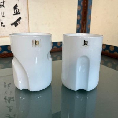 Hakusan Toki Pottery Rock Cups set of 2 Masahiro Mori No Original Box Japan #40