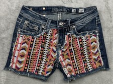 Miss Me Girls Jean Shorts Size 16 Cut-Off Sequin JK6364H