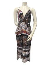 BCBGeneration XS Midi Dress Sleeveless Abstract Print Racerback Side Slit
