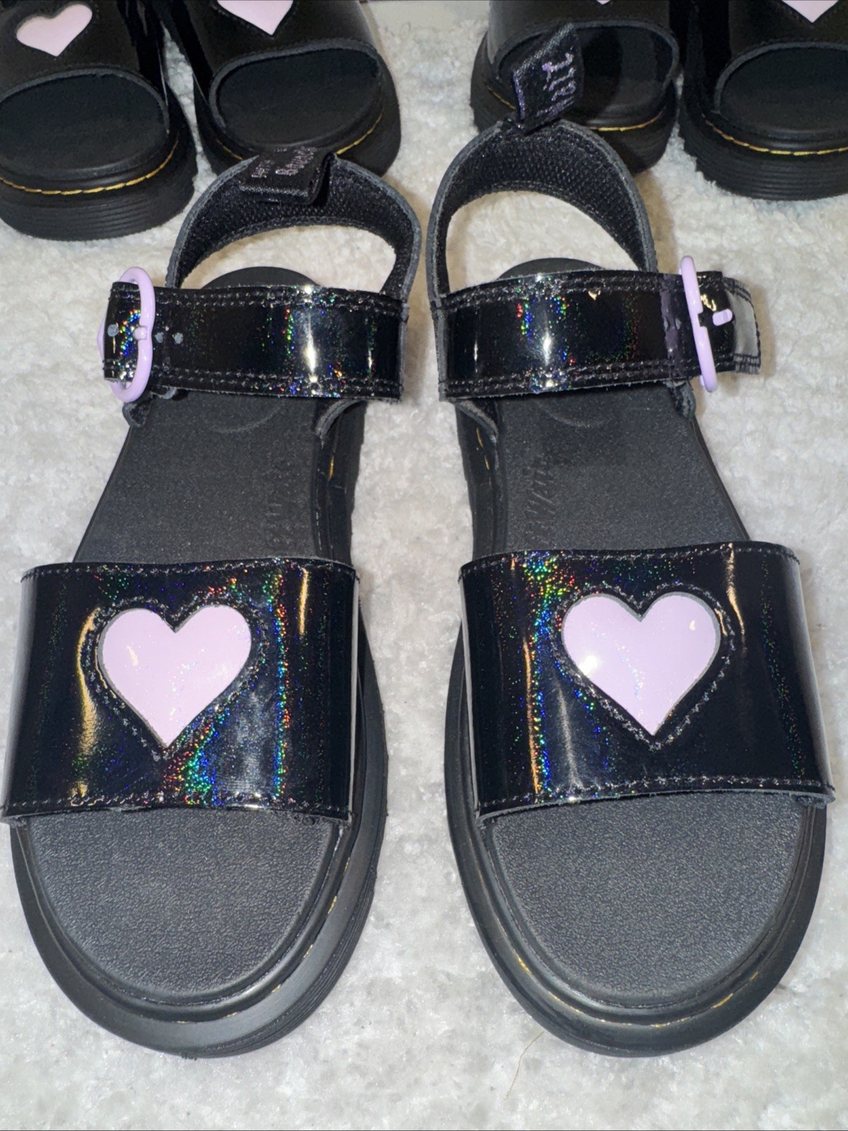 DR. MARTENS girls size 3 US Black Marlowe Hearts Junior Kids