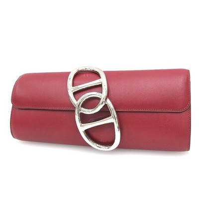 Hermes Egee Leather Red Clutch Bag 2012 P Stamp #SAB14701