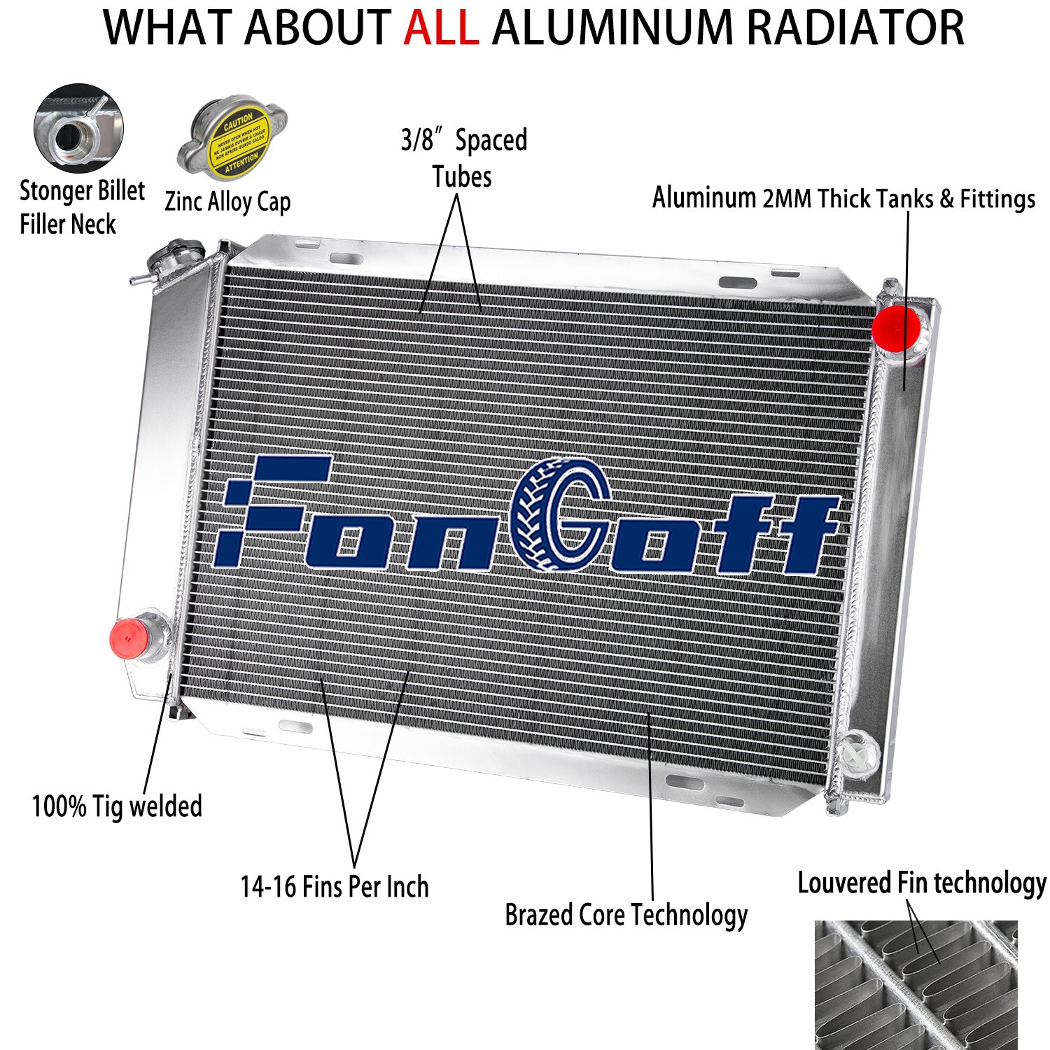 FITS 1979-93 Ford Mustang Foxbody LX GT Cobra V6 V8 2-Row Aluminum Radiator NEW
