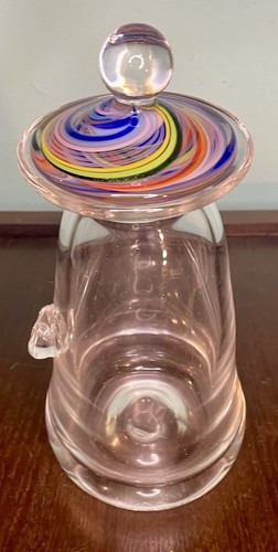 SIGNIERT DATIERT STUDIO KUNST GLAS FLASCHE GLAS KARAFFE JODY FEINER MARMOR STOPFEN '94