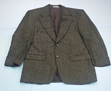 Vintage Yves Saint Laurent Blazer 42 Brown Gold Houndstooth Wool Jacket