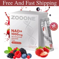 ZOOONE NR1000 NAD+ Drink Mix - Berry Flavor, Energy & Skin Support, 30 Pack