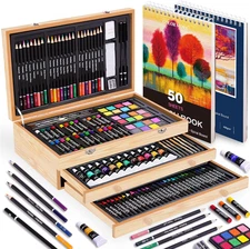 175 Piece Deluxe Art Set with 2 Drawing Pads, Acrylic Paints,Crayons,Colored Pen