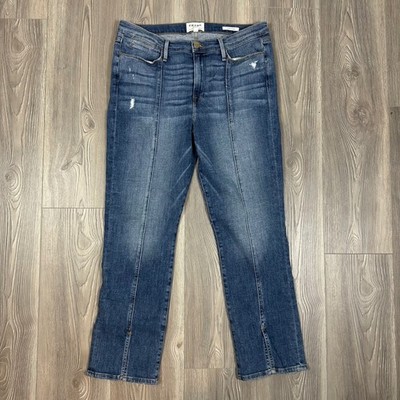 Frame Denim Le High Straight Medium Wash Jeans - SIZE 32 Distressed Casual