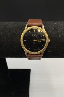 ESQ by Movado Men's Swiss Quartz Watch 300LY Black Dial Brown Leather Band