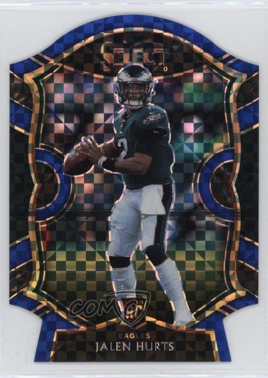 2020 Panini Select Concourse Blue Prizm Die-Cut Jalen Hurts #50 Rookie RC u5u