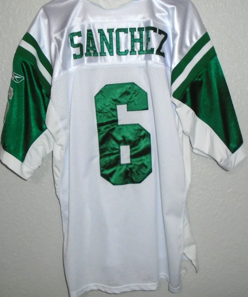 Camiseta Mark Sanchez #6 New York Jets cosida Reebok para hombre blanca talla 56 Foto 3 de 3
