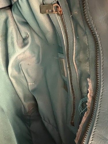 Vintage Fendi handbag (turquoise leather and straw) beutiful design and color - Picture 3 of 6