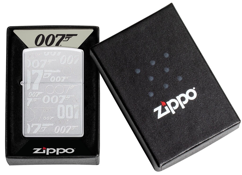 Zippo 48735 Windproof Textured James Bond 007 Gun Logo Lighter, New In Box