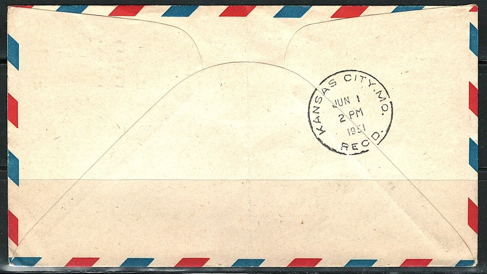 US Year of 1951 Great Bend Air Mail First Flight Cover, (used and crease ). - Image 2 of 2