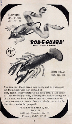 1965 'Bod -E - Guard' Fishing Lures Print AD Spin Craw , Spin Frog ...